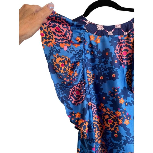 Fei by Anthropologie Womens African Tribal Top Flutter Sleeve Size S Blue - Picture 2 of 7